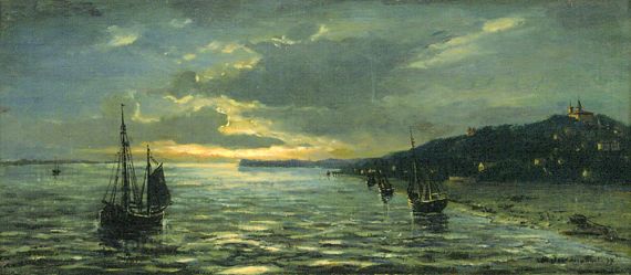  Hamburger Maler - Schiffe auf der Elbe vor Blankenese