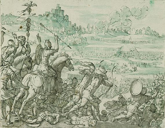 Antonio Tempesta - Römische Krieger überfallen einen feindlichen Heerhaufen
