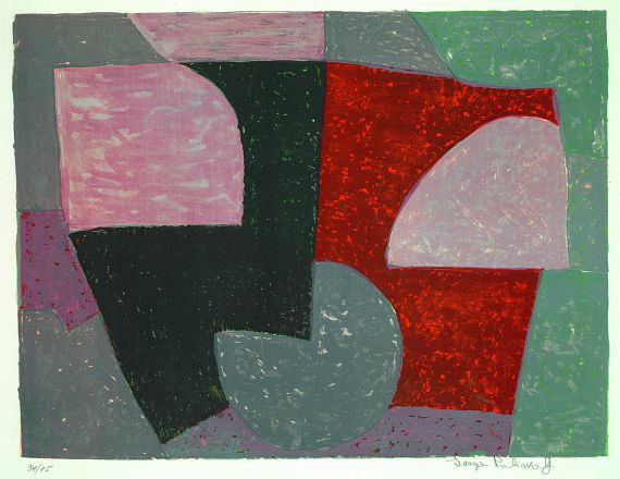 Serge Poliakoff - Composition grise, rouge et verte
