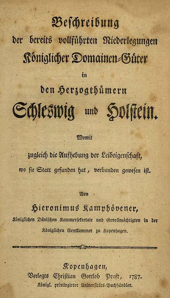 Hieronymus Kamphövener - Königlicher Domainen-Güter. 1787.