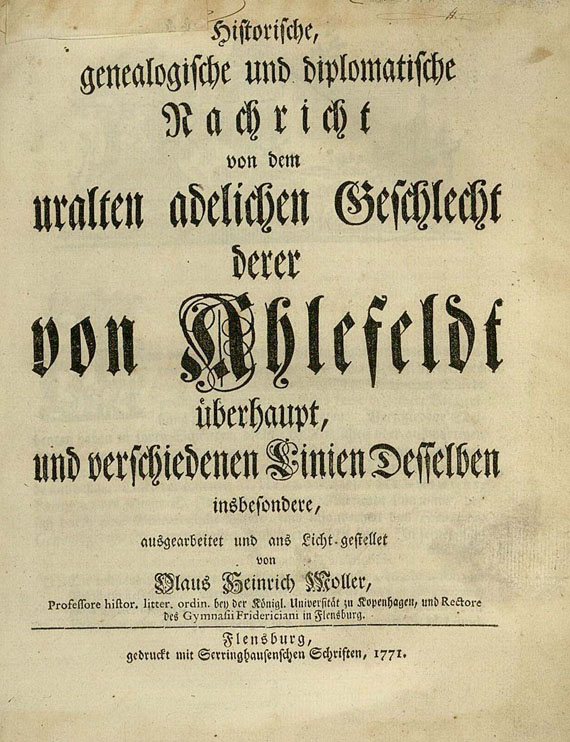   - Historische, genealogische ... Nachricht von Ahlefeldt. 1771