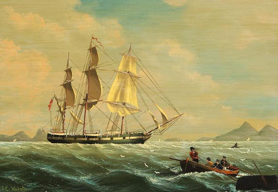 S. C. Webster - 2 Gemälde (Pendants): Walfang unter englischer Flagge