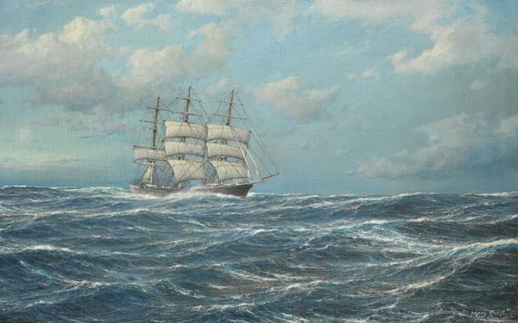 Hugo Schnars-Alquist - Vollschiff auf bewegter See
