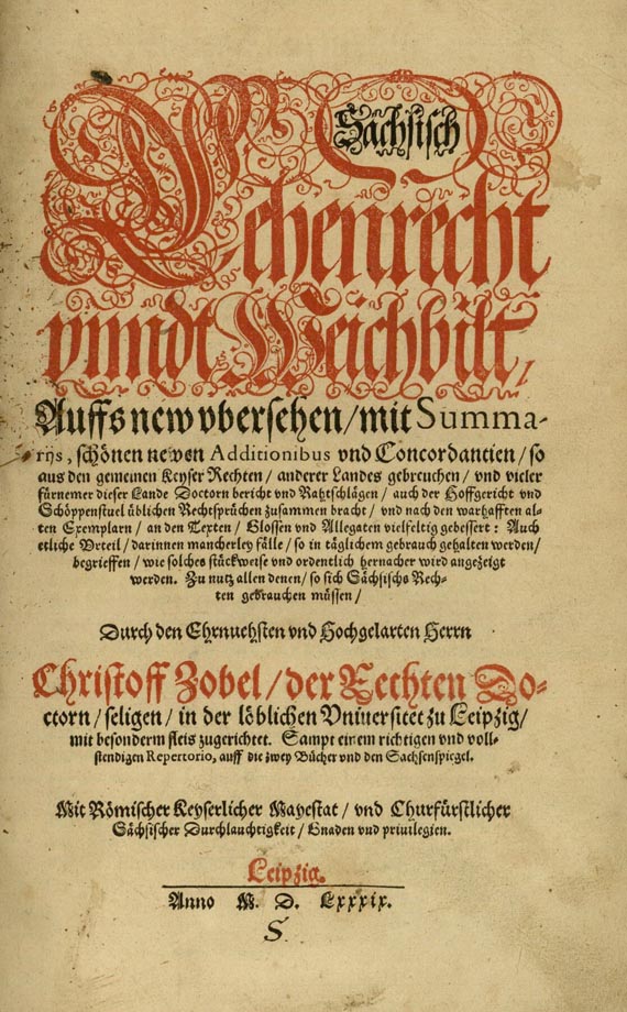 Christoff Zobel - Sächsisch Lehenrecht. 1589