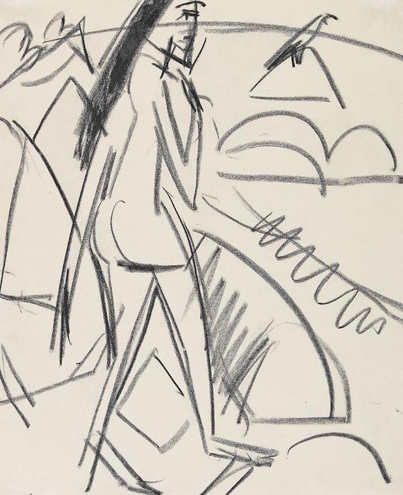 Ernst Ludwig Kirchner - Schreitender weiblicher Akt am Strand