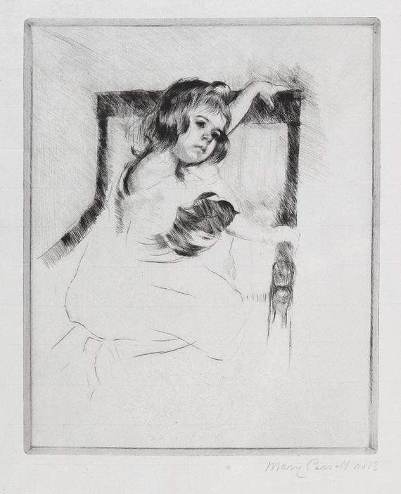 Mary Cassatt - Kneeling in an armchair