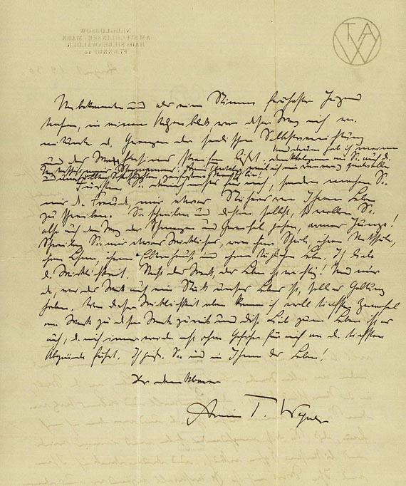 Armin Theophil Wegner - 1 Bl. handschriftlich, an einen jungen Dichter, 1930.