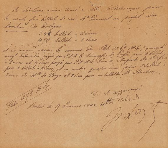 Franz Liszt - Vertrag mit eigh. Unterschrift.