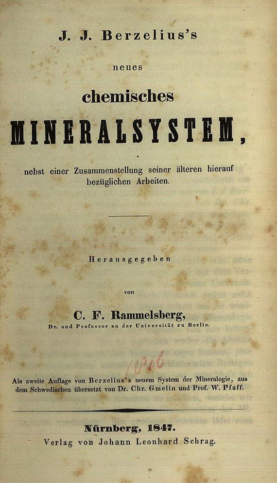 Jöhns Jacob Berzelius - Mineralsystem. 1847