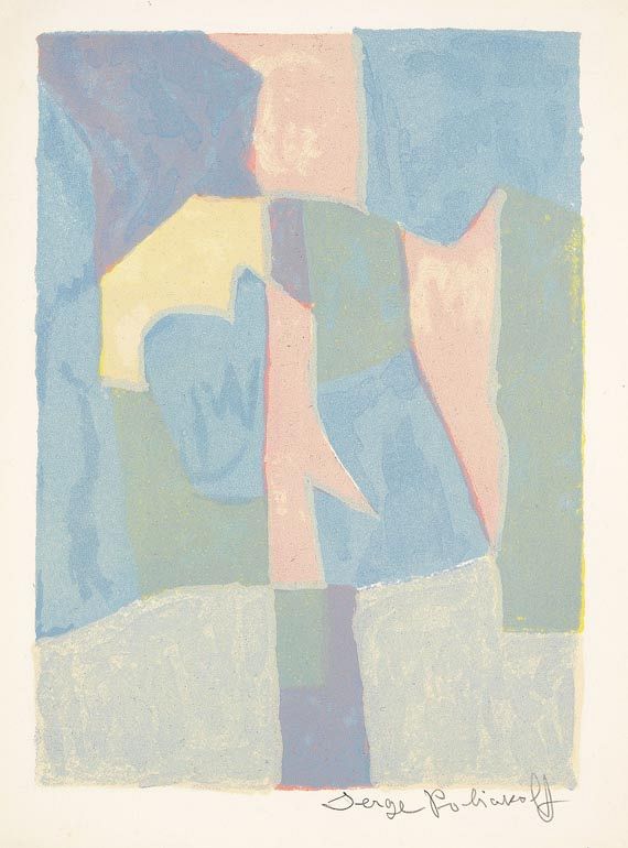 Serge Poliakoff - Composition bleue, rosé et grise