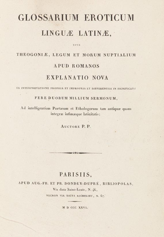 Pierre Pierrugues - Glossarium Eroticum. 1826. - Weitere Abbildung
