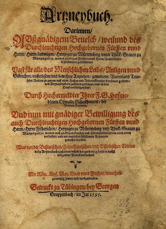 Oswald Gäbelkhover - Arzneybuch. 1595