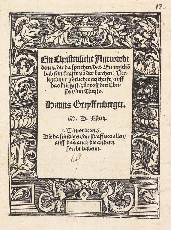 Hanns Greyffenberger - Ein Christenliche Antwordt. 1524