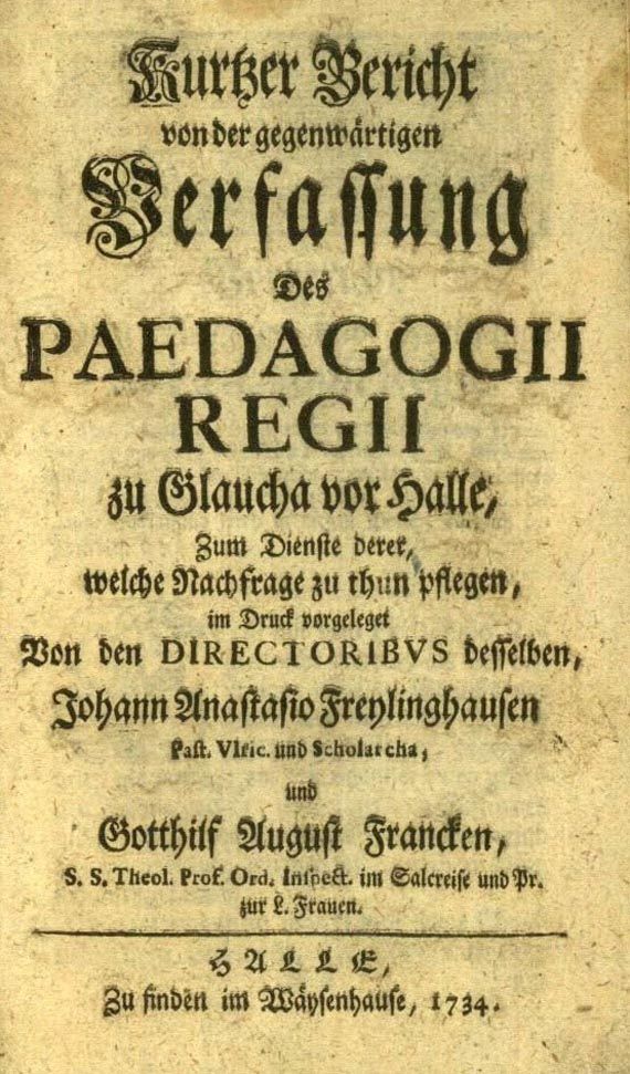   - Freylinghausen, Johann Anastas, Verfassung, 1734