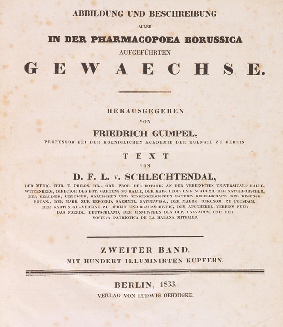 Diedrich Franz Leonhard von Schlechtendal - Pharmacopoea Borussica, 3 Bde, 1837