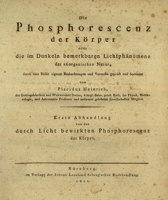 Placidus Heinrich - Die Phosphorescenz der Körper, 4 Bde, 1811-1820