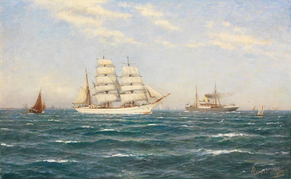 Franz Karl Herpel - Weiße Bark und andere Schiffe auf der Ostsee