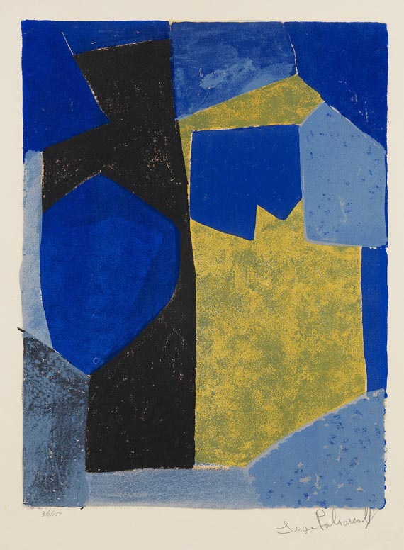 Serge Poliakoff - Composition bleue, noire et jaune