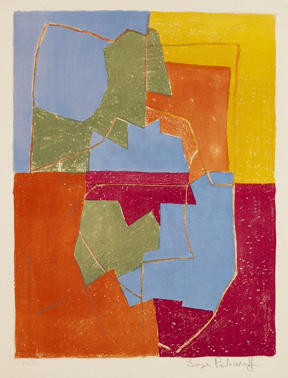Serge Poliakoff - Composition rouge, verte, bleue et jaune