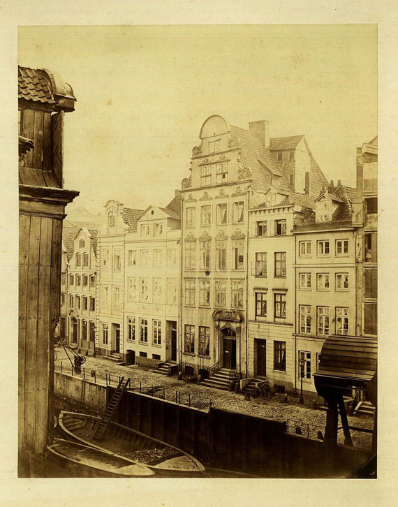 Holländischer Brook - 1 Foto, Ch. Fuchs, Blick auf die Häuser Holl. Brook 12-17. Um 1860
