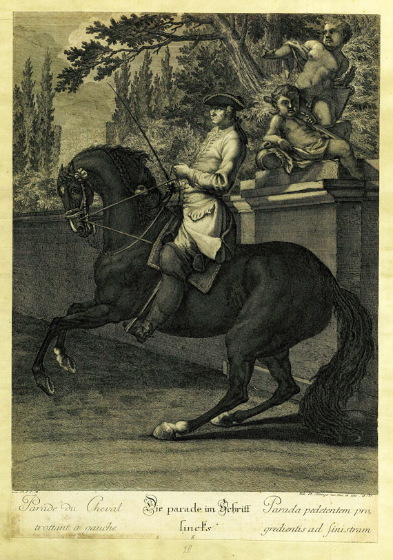 Johann Elias Ridinger - 5 Bll., Reitschule. 1734. - Weitere Abbildung