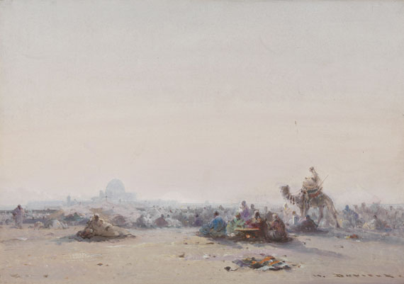 Henri Duvieux - Sonnenaufgang in der Wüste vor den Toren einer Stadt