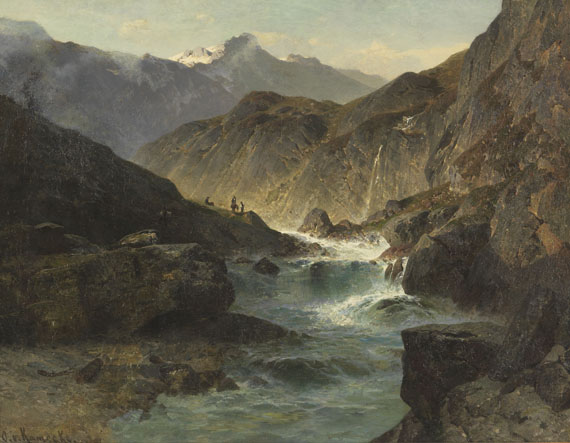 Otto Werner Henning von Kameke - Hochgebirge mit tosendem Fluss