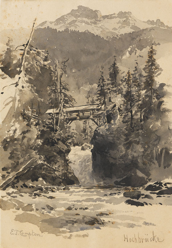 Edward Theodore Compton - Hochbrücke im Gebirge