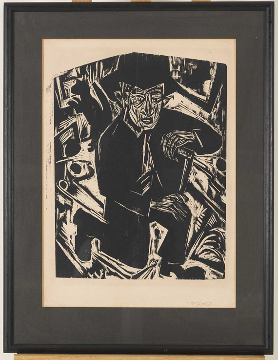 Ernst Ludwig Kirchner - Sitzender junger Bauer - Rahmenbild