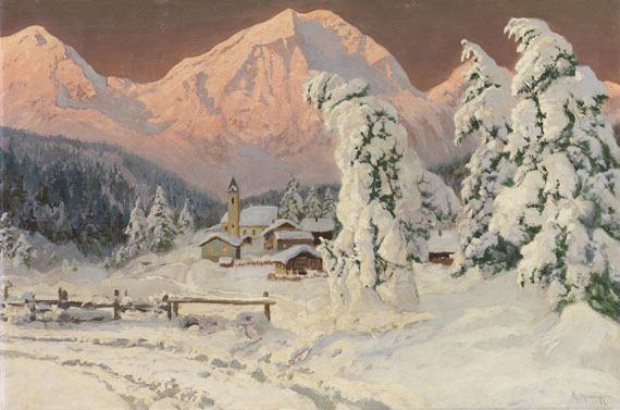 Alois Arnegger - Stubaitaler Alpen (Verschneites Gebirgsdorf)