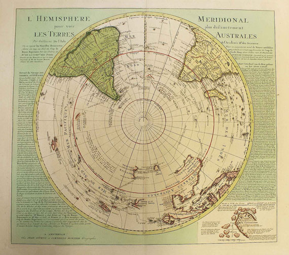  Polkarte - 2 Bll.: Hemisphere septentrional & meridional (Deslilse), dabei: 1 Bl. Hemisphere austral (Benard/Cook). - Weitere Abbildung