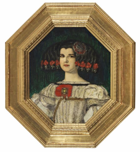 Franz von Stuck - Meine Tochter Mary im Velázquez-Kostüm - Rahmenbild