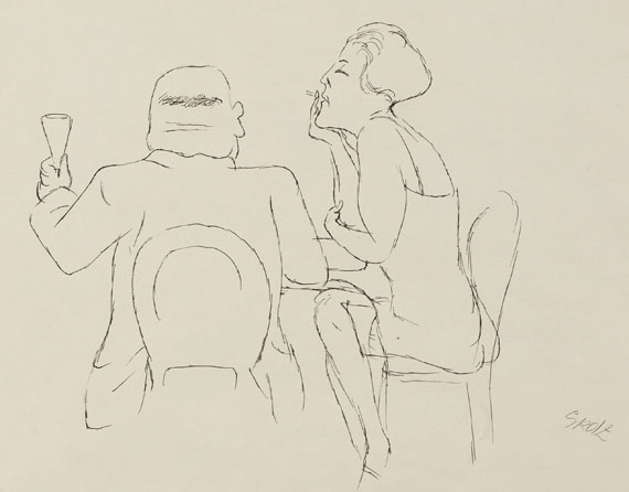 George Grosz - Im Café / Sitzende im Profil - Weitere Abbildung