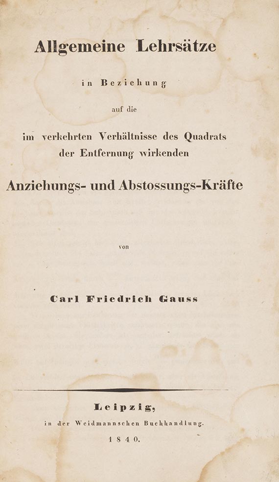 Carl Friedrich Gauß - Allgemeine Lehrsätze