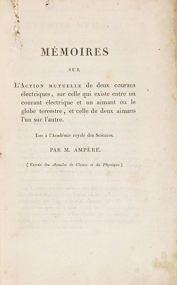 André-Marie Ampère - Memoires sur l'action mutuelle de deux courans electriques